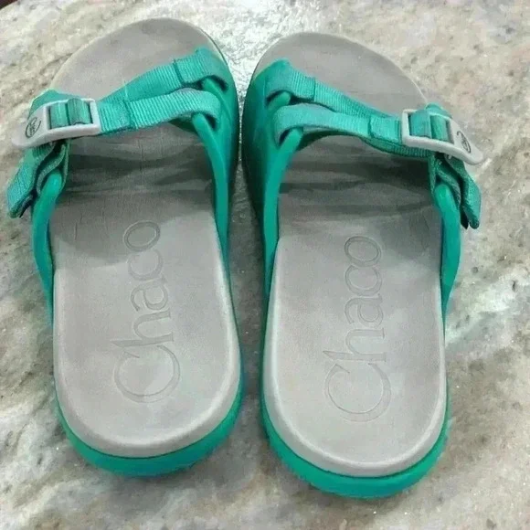 Chaco women’s chillos slide adjustable strap sandals teal & gray size 7 - Picture 5 of 12